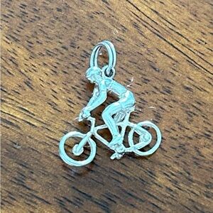 Silver Cyclist Charm Pendant